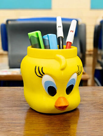 Tweety Figürlü Kalemlik & Fırçalık & Masaüstü Düzenleyici Dekoratif Organizer
