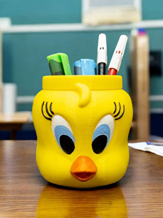 Tweety Figürlü Kalemlik & Fırçalık & Masaüstü Düzenleyici Dekoratif Organizer