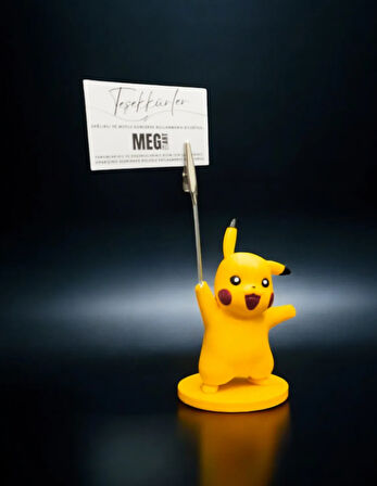 Pikachu Figürlü Not Tutucu - Pokemon Temalı Masa Üstü Aksesuarı Metal Kıskaç Notluk