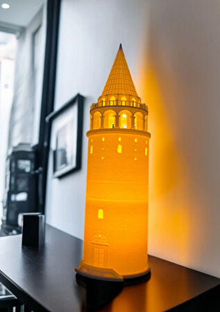 Galata Kulesi Tealight Mum Aydınlatmalı Dekoratif Obje Ev ve Ofis Dekoru