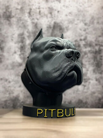 Pitbul Köpeği Büstü - Şık ve Modern Dekoratif Ev ve Ofis Tasarımı 15cm