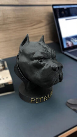 Pitbul Köpeği Büstü - Şık ve Modern Dekoratif Ev ve Ofis Tasarımı 15cm