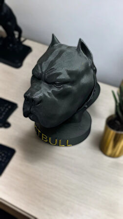 Pitbul Köpeği Büstü - Şık ve Modern Dekoratif Ev ve Ofis Tasarımı 15cm