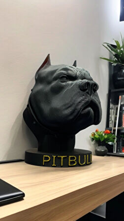 Pitbul Köpeği Büstü - Şık ve Modern Dekoratif Ev ve Ofis Tasarımı 20cm