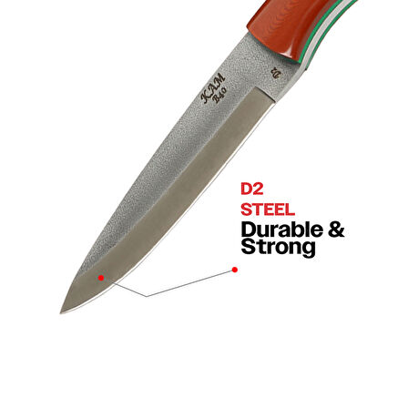 B40 D2 STEEL RED AND BROWN HANDLE FİXED BLADE B40-D2KK