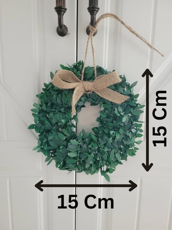 Dekoratif Mini Yeşil Çelenk Mutfak, Kahve Köşesi, Dolap, Duvar, Raf, Askı Süsü (15*15 cm)