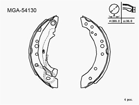 MGA 54130 Arka Pabuç Balata-Symbol II 2008-2012 Dacia Logan 2004-2012 206 1998-2006 C3 1.4 HDI 2002-2008 4241.L0