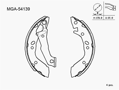 MGA 54139 Balata Fren Pabuç Arka Excel 90-95-Accent 00-02 Milenyum 5830525A10
