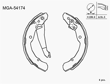MGA 54174 Kampana Balata-230x32 Volkswagen Caddy 96-03 Octavia 01-10 1J0698525A