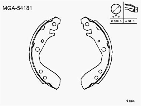 MGA 54181 Kampana Balata Honda Jazz 02-07 43153SAA004