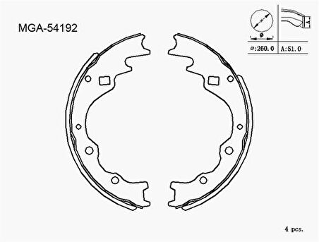 MGA 54192 Kampana Balata Bongo Besta 98-03-Mazda E2200 97 Tek Teker 0K70Y2638Z