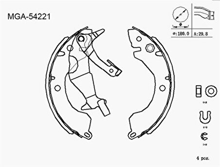 MGA 54221 Kampana Balata Mitsubishi Lancer 88-96 K6669 MB366332