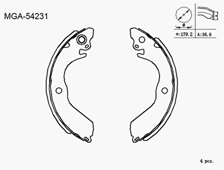 MGA 54231 Kampana Balata Mitsubishi Colt III IV V Lancer IV 90-95 MB858685