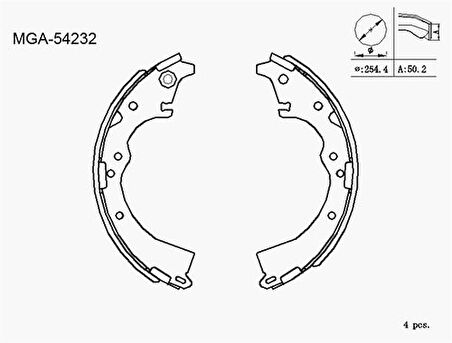 MGA 54232 Balata Fren Arka Kampana Hilux Vigo 2WD 01-13 K2281 449730060