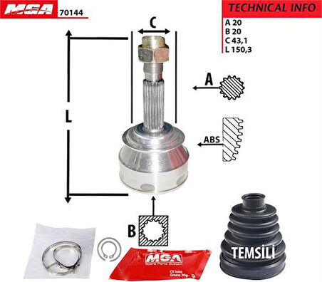 MGA 70144 Aks Kafası Diş Uno 20x20x43.0 4087120