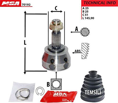 MGA 70192 Aks Kafası Diş Linea 1.4 Tjet 1.3 MJTD 90Ps 07-Grande Punto 1.4T-Jet 07-Punto Evo 1.3 JTD 09-11 46308551