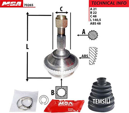 MGA 70265 Aks Kafası 206 1.4 ABS'li 48D 3272.3C