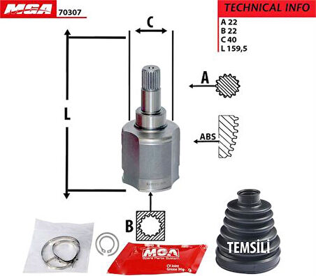 MGA 70307 Aks Kafası İç Sol Bipper Nemo 1.4 HDI 07- 3272.sl