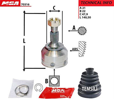 MGA 70316 Aks Kafası Diş C3 1.4Le 3272.ES