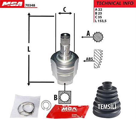 MGA 70348 Aks Kafası İç Corsa C 1.3 CDTI 1.7DTI 02- 374446
