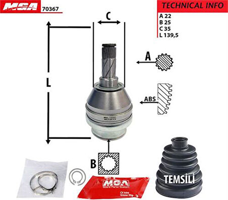 MGA 70367 Aks Kafası İç Vectra C 1.6 Z16Xe 1.8 Z18Xe 02- 374402
