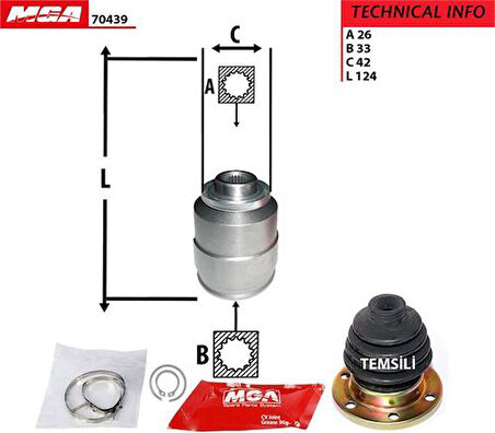 MGA 70439 Aks Kafa İç Sağ Hyundai Accent-Era 07-11 1.5 CRDI Dizel 26x33x41 1603261