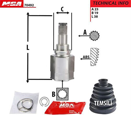 MGA 70492 Aks Kafa İç R-L-Yaris 99-05 1.0 16V 23x19x37 4303052020