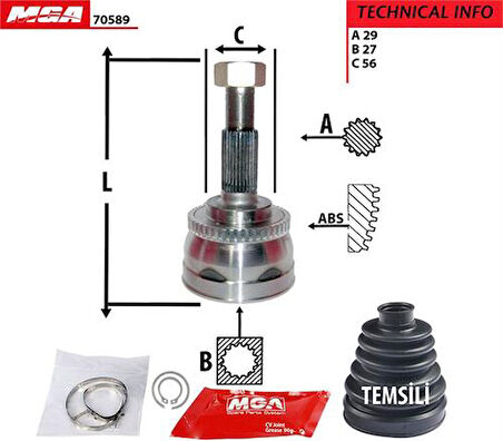 MGA 70589 Aks Kafa Diş ABS'li Nissan Maxima 96-01 