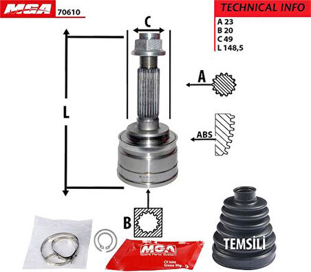 MGA 70610 Aks Kafa Diş-Suzuki Swift-Macar 96-02 1.2 44102-80E21