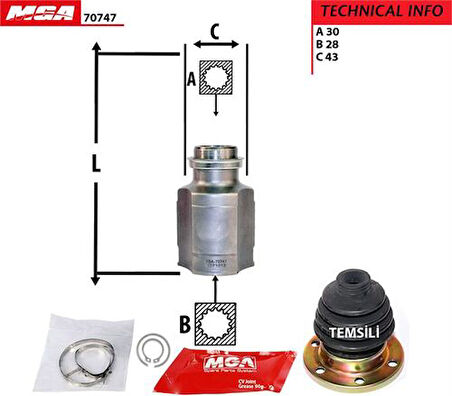 MGA 70747 Aks Kafa I C-Max zda 323-Lantis 95-98 1.8 Manuel 30x28x42 