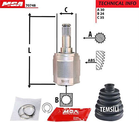 MGA 70748 Aks Kafa I C-Max zda 323-Lantis 95-98 1.8 Otomatik 30x24x34 