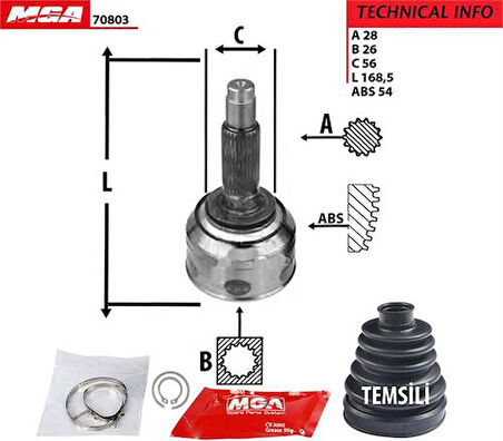 MGA 70803 Aks Kafa Diş-Carnival 99-10 2.9 CRDI 0K55C22510