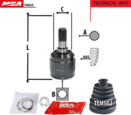 MGA 70825 Aks Kafa Ic-Hyundai Elantra 90-25x23x34 