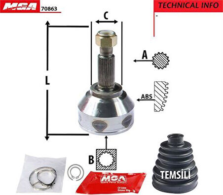MGA 70863 Aks Kafası Diş Trafic II 2.0 06-Vivaro 2.0 06-27x36x56.5mm 8200452268