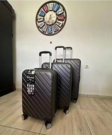 %100 ABS KULLANIŞLI RENKLİ 3'lü SET VALİZ