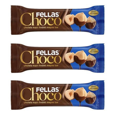 Çikolata Kaplı Meyve Bar Fındıklı 35gr x3