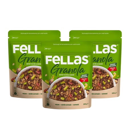 Fellas Granola Antep Fıstığı & Kakao 200gr x3