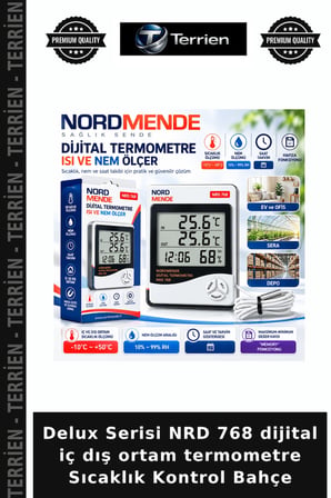 Delux Serisi NRD 768 dijital iç dış ortam termometre Sıcaklık Kontrol Bahçe