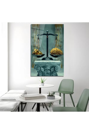 Yönetici Ruhunu Yansıtan Gold Cam Tablo | Modern Sanat Tablosu | UV Baskılı Canlı Renkler | Yatak Odası ve Antre | Anlamlı Hediye Seçeneği