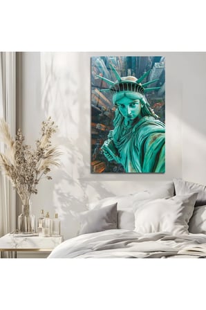 New York Özgürlük Heykeli Cam Tablo | Modern Duvar Dekoru | Parlak ve Net Görüntü | Kafe ve Ofis İçin | Yeni Ev Hediyesi | 4mm Kırılmaz Cam