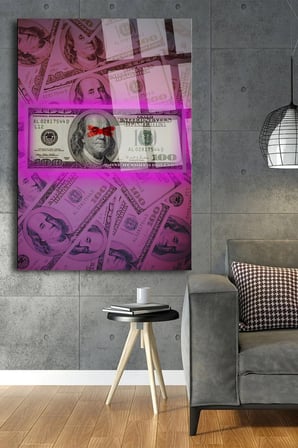 Neon Işık Konsept Dolar Cam Tablo | Şık Duvar Tablosu | Canlı Renkli Baskı | Mutfak ve Yemek Alanı | Ev Hediyesi | Parlak Cam Yüzey