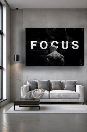 Focus Motivasyon Fitness Cam Tablo | Şık Duvar Tablosu | Parlak ve Net Görüntü | Yatak Odası ve Antre | Ev Hediyesi | Dayanıklı Cam Yapı