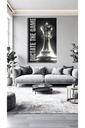 Satranç Şah Mat Konseptli Cam Tablo | Dekoratif Duvar Tablosu | Canlı Renkli Baskı | Ofis ve Çalışma Odası | Doğum Günü Hediyesi | 4mm Kırılmaz Cam