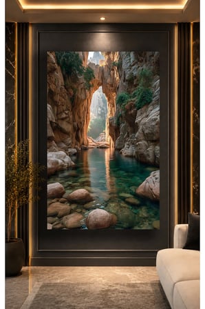 Doğa Manzarası Kayalık Kanyon ve Berrak Cam Tablo | Modern Sanat Tablosu | Canlı Renkli Baskı | Mutfak ve Yemek Alanı | Anlamlı Hediye Seçeneği