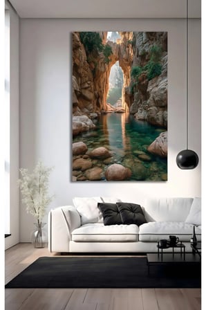 Doğa Manzarası Kayalık Kanyon ve Berrak Cam Tablo | Modern Sanat Tablosu | Canlı Renkli Baskı | Mutfak ve Yemek Alanı | Anlamlı Hediye Seçeneği