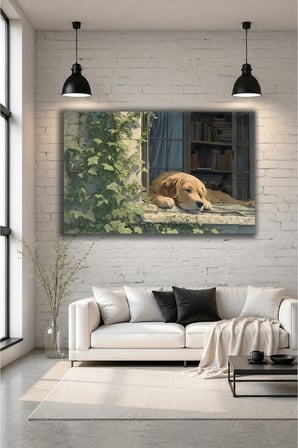 Golden Retriever Cam Tablo | Dekoratif Duvar Tablosu | Canlı Renkli Baskı | Mutfak ve Yemek Alanı | Doğum Günü Hediyesi | 4mm Kırılmaz Cam