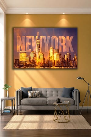 New York Cam Tablo | Sanatsal Duvar Dekoru | Solmayan Canlı Renkler | Salon ve Oturma Odası | Sevdiklerinize Hediyelik | Dayanıklı Cam Yapı