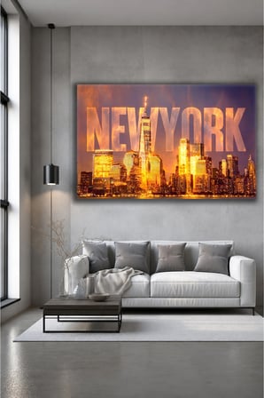 New York Cam Tablo | Sanatsal Duvar Dekoru | Solmayan Canlı Renkler | Salon ve Oturma Odası | Sevdiklerinize Hediyelik | Dayanıklı Cam Yapı