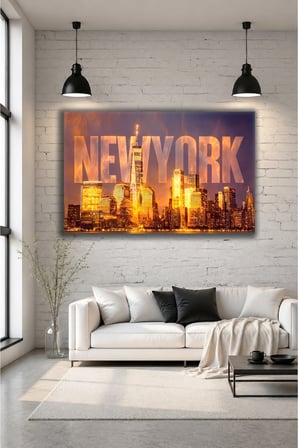 New York Cam Tablo | Sanatsal Duvar Dekoru | Solmayan Canlı Renkler | Salon ve Oturma Odası | Sevdiklerinize Hediyelik | Dayanıklı Cam Yapı