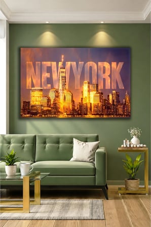 New York Cam Tablo | Sanatsal Duvar Dekoru | Solmayan Canlı Renkler | Salon ve Oturma Odası | Sevdiklerinize Hediyelik | Dayanıklı Cam Yapı